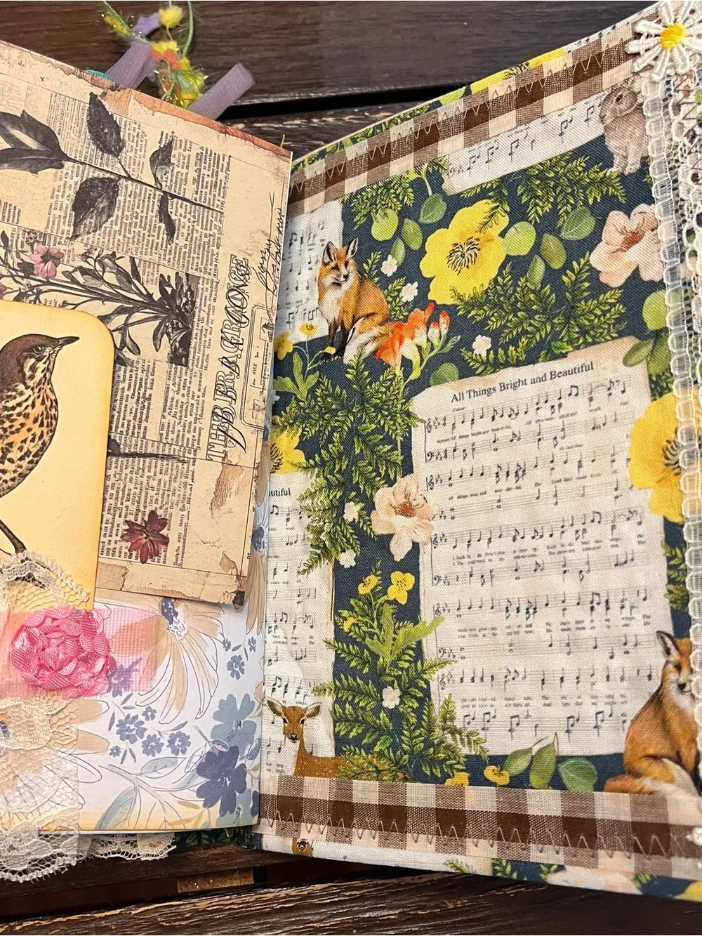 Junk Journal Nature Music Hymns Christian Faith Based Softcover Decorated 3 Sig